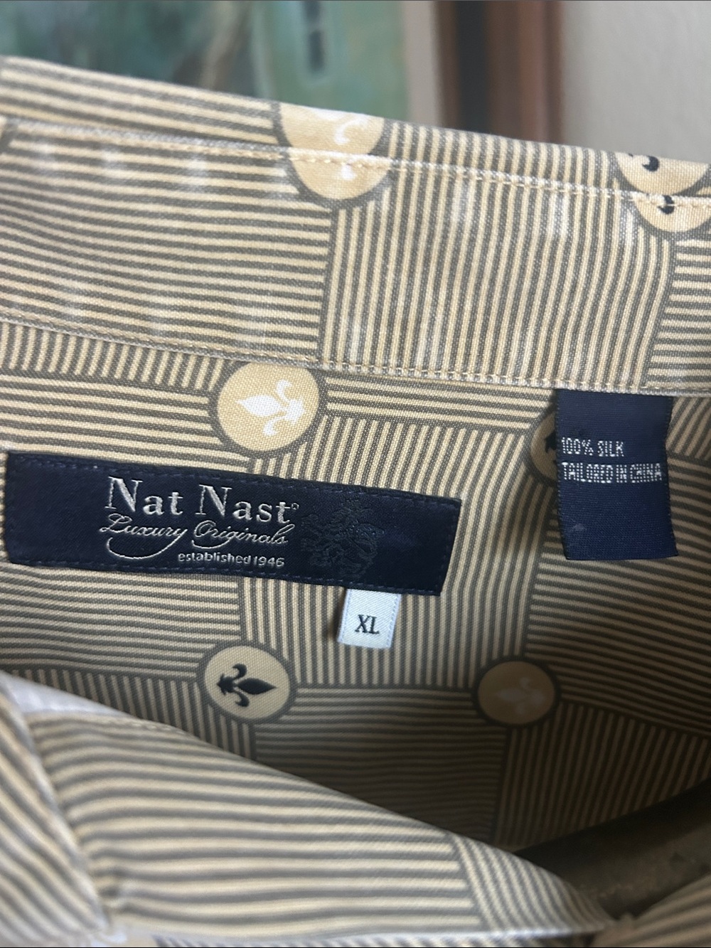 Nat Nast Fleur-di-lis Silk Button down Shirt